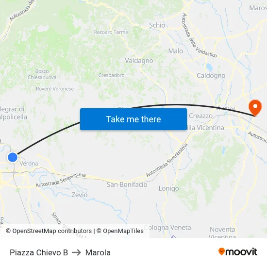 Chievo Square B to Marola map