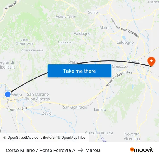 Corso Milano / Railway Bridge A to Marola map
