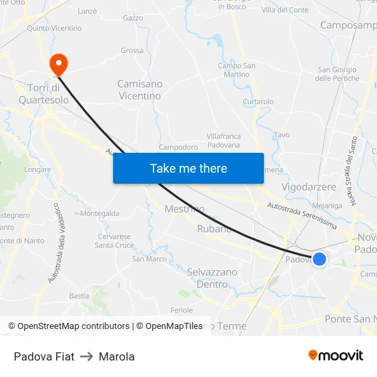 Padova Fiat to Marola map