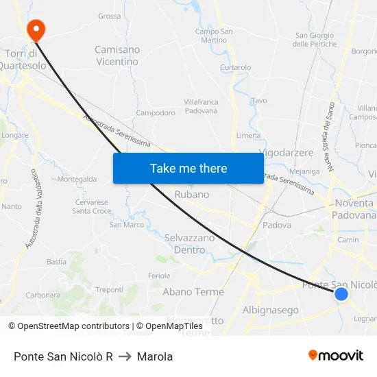 San Nicolò Bridge R to Marola map