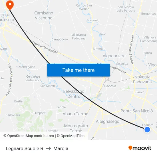 Legnaro Schools R to Marola map