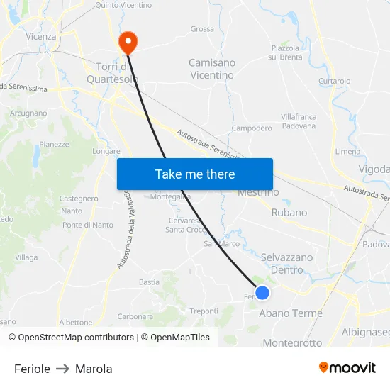Feriole to Marola map