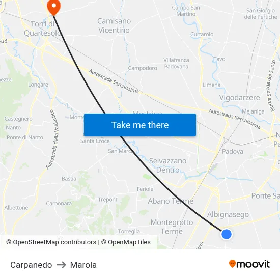 Carpanedo to Marola map