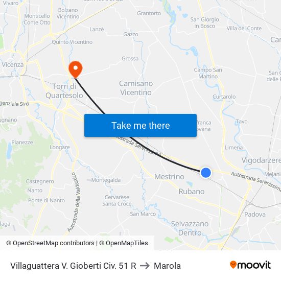 Villaguattera V. Gioberti Civ. 51 R to Marola map