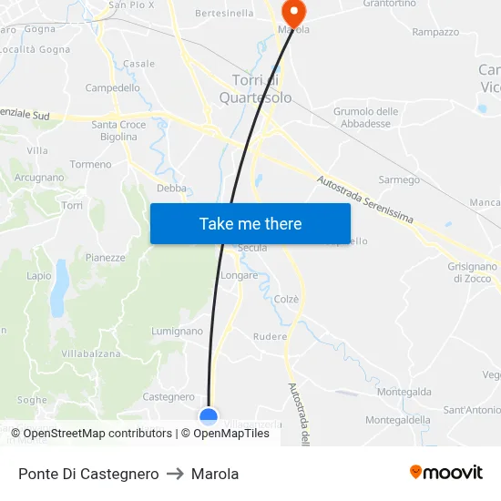 Ponte Di Castegnero to Marola map