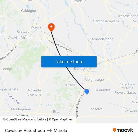 Cavalcav. Autostrada to Marola map