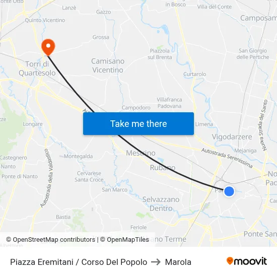 Eremitani Square / People's Course to Marola map