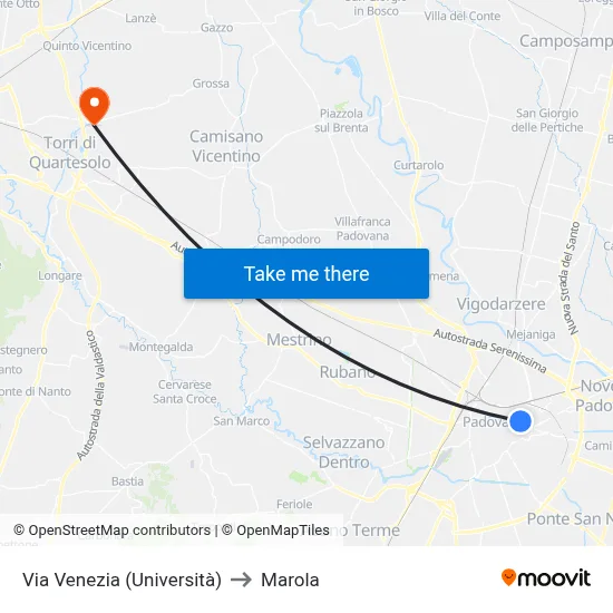 Venice Street (University) to Marola map