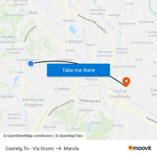 Castelg.To - Via Grumi to Marola map