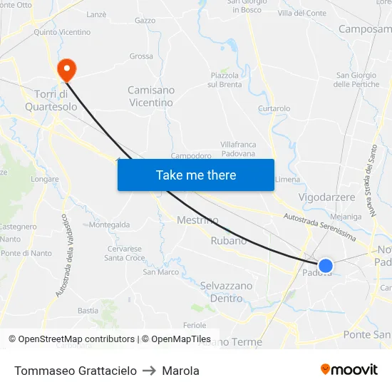Tommaseo Skyscraper to Marola map