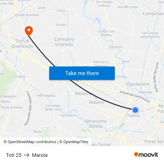 Toti 25 to Marola map