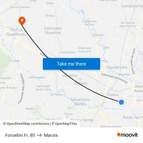 Forcellini Near 80 to Marola map