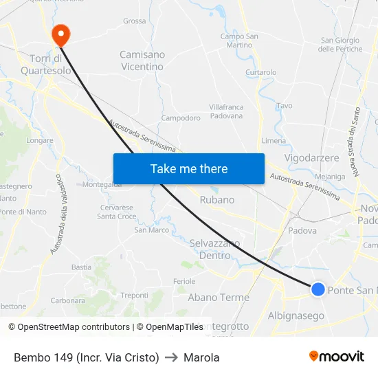 Bembo 149 (Cristo Street Junction) to Marola map