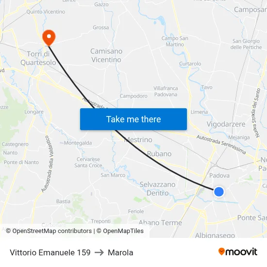 Vittorio Emanuele 159 to Marola map