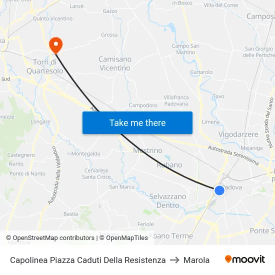 Resistance Martyrs Square Terminal to Marola map
