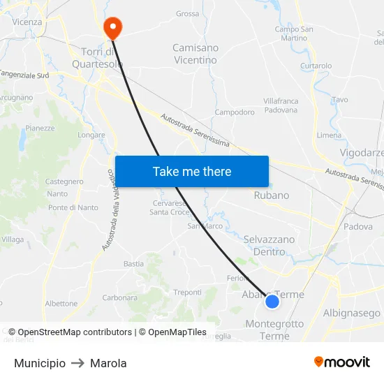 City Hall to Marola map