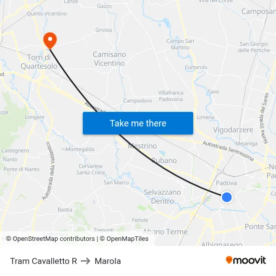 Tram Cavalletto R to Marola map