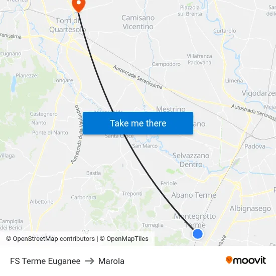 FS Terme Euganee to Marola map