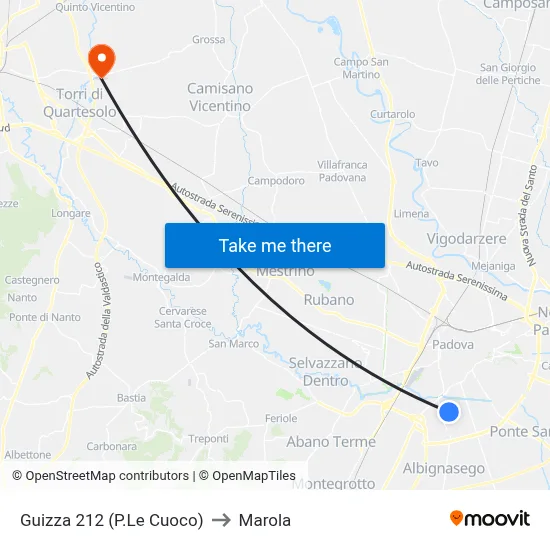 Guizza 212 (Cuoco Square) to Marola map