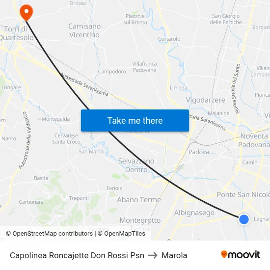 Roncajette Don Rossi Terminal Psn to Marola map