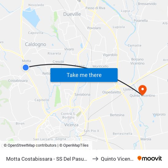 Motta Costabissara - SS Del Pasubio, 85 to Quinto Vicentino map