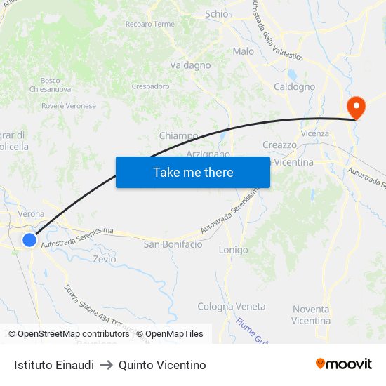 Istituto Einaudi to Quinto Vicentino map