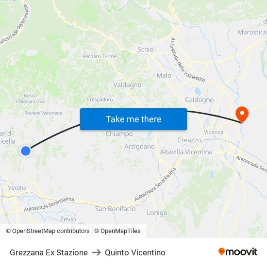 Grezzana Ex Stazione to Quinto Vicentino map