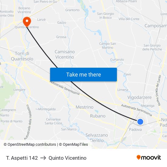 T. Aspetti 142 to Quinto Vicentino map