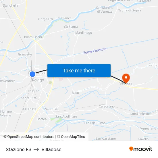 Railway Station to Villadose map