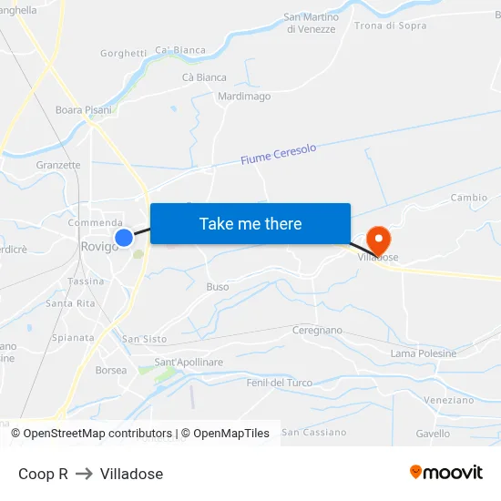 Coop R to Villadose map