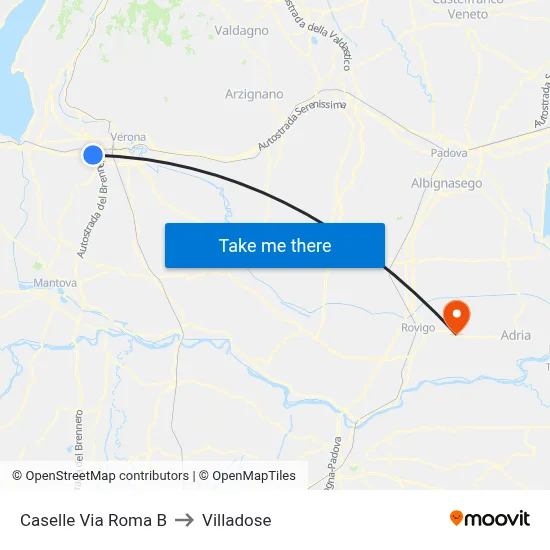 Caselle Roma Street B to Villadose map