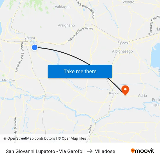 San Giovanni Lupatoto - Garofoli Street to Villadose map