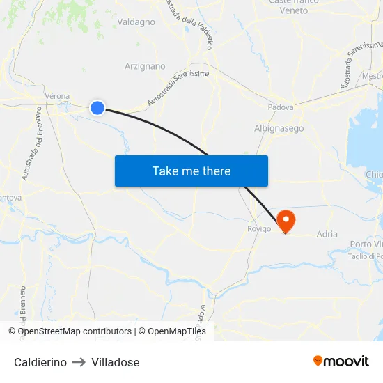 Caldierino to Villadose map