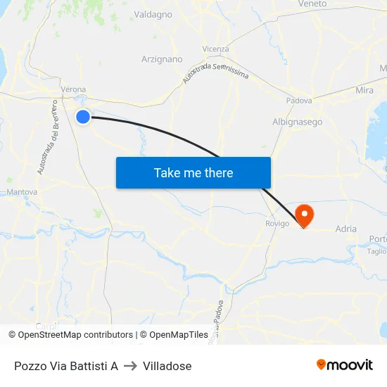 Pozzo Via Battisti A to Villadose map