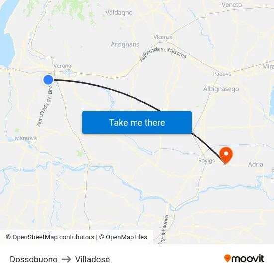 Dossobuono Via Cavour II A to Villadose map