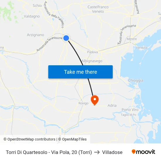 Torri Di Quartesolo - Via Pola, 20 (Torri) to Villadose map