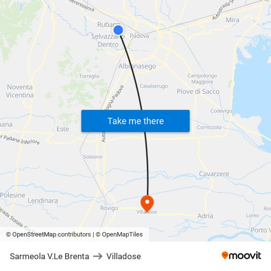 Sarmeola V.Le Brenta to Villadose map