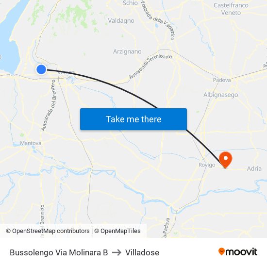 Bussolengo Via Molinara B to Villadose map