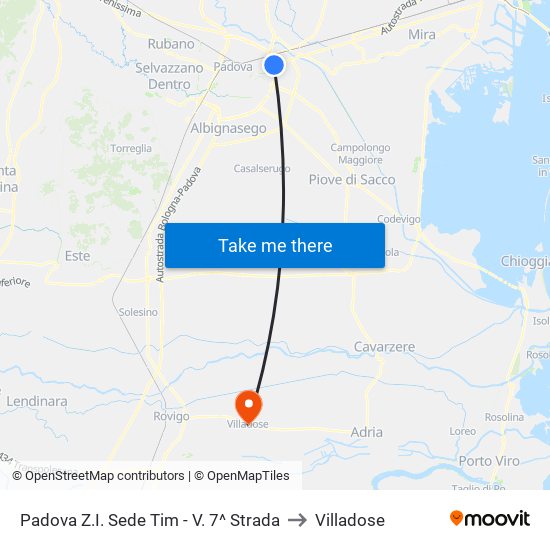 Padova Z.I. Sede Tim - V. 7^ Strada to Villadose map