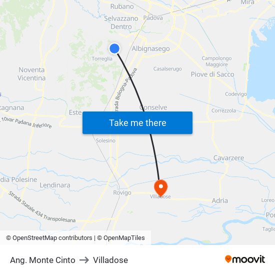 Ang. Monte Cinto to Villadose map