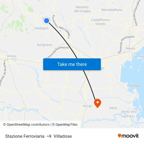 Stazione Ferroviaria to Villadose map