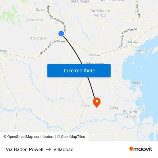 Baden Powell Street to Villadose map