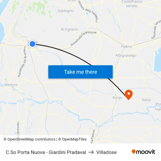 Porta Nuova Course - Pradaval Gardens to Villadose map
