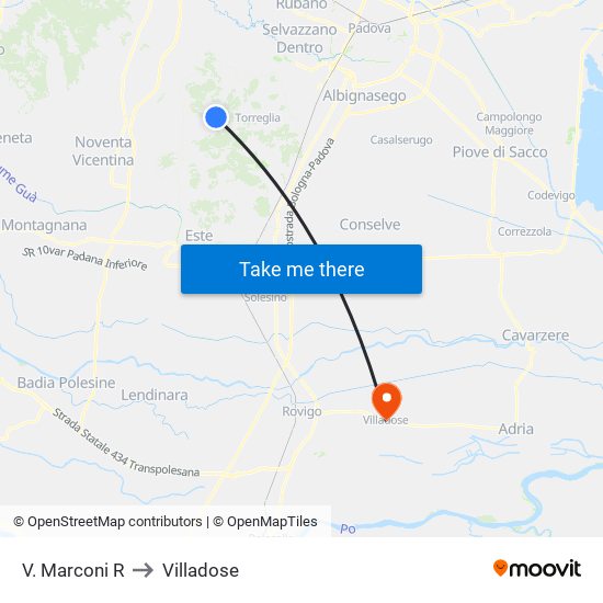 V. Marconi R to Villadose map