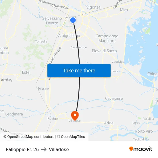 Falloppio No. 26 to Villadose map