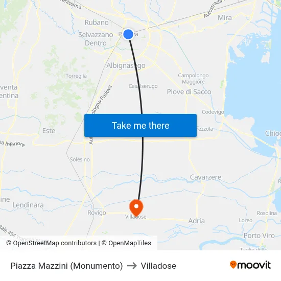 Mazzini Square (Monument) to Villadose map