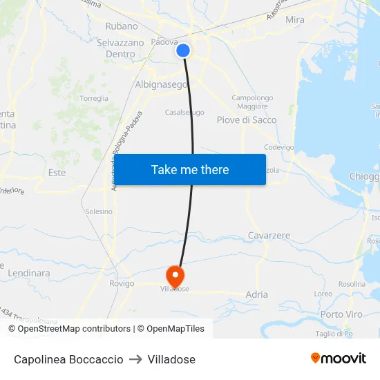 Boccaccio Terminal to Villadose map