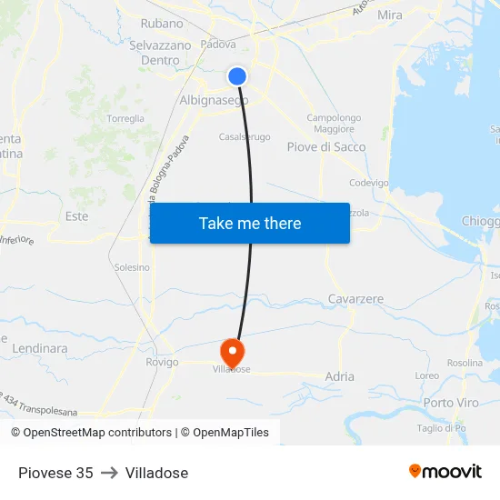 Piovese 35 to Villadose map