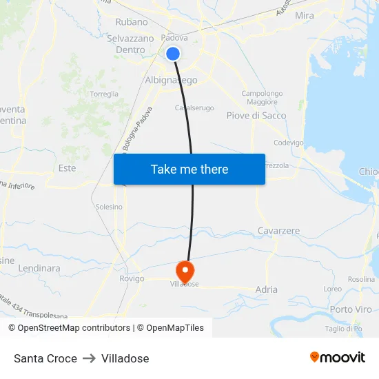 Santa Croce to Villadose map