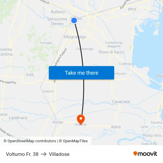 Volturno Opposite 38 to Villadose map